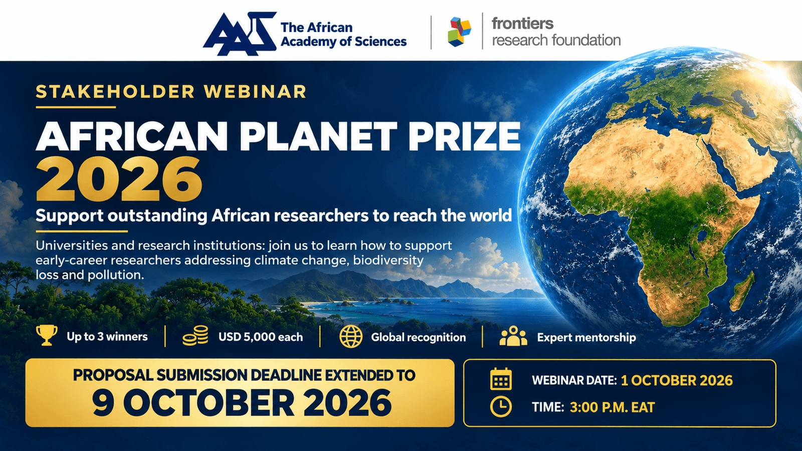 African Planet Prize 2026 submission deadline extended to 9 October 2026